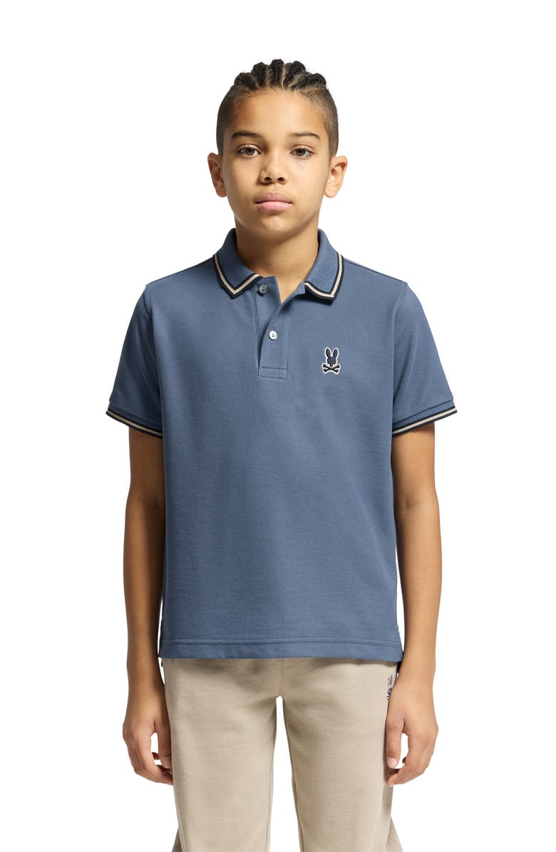 Psycho Bunny Kids' Foxton Cotton Pique Polo, Alternate, color, Vintage Indigo