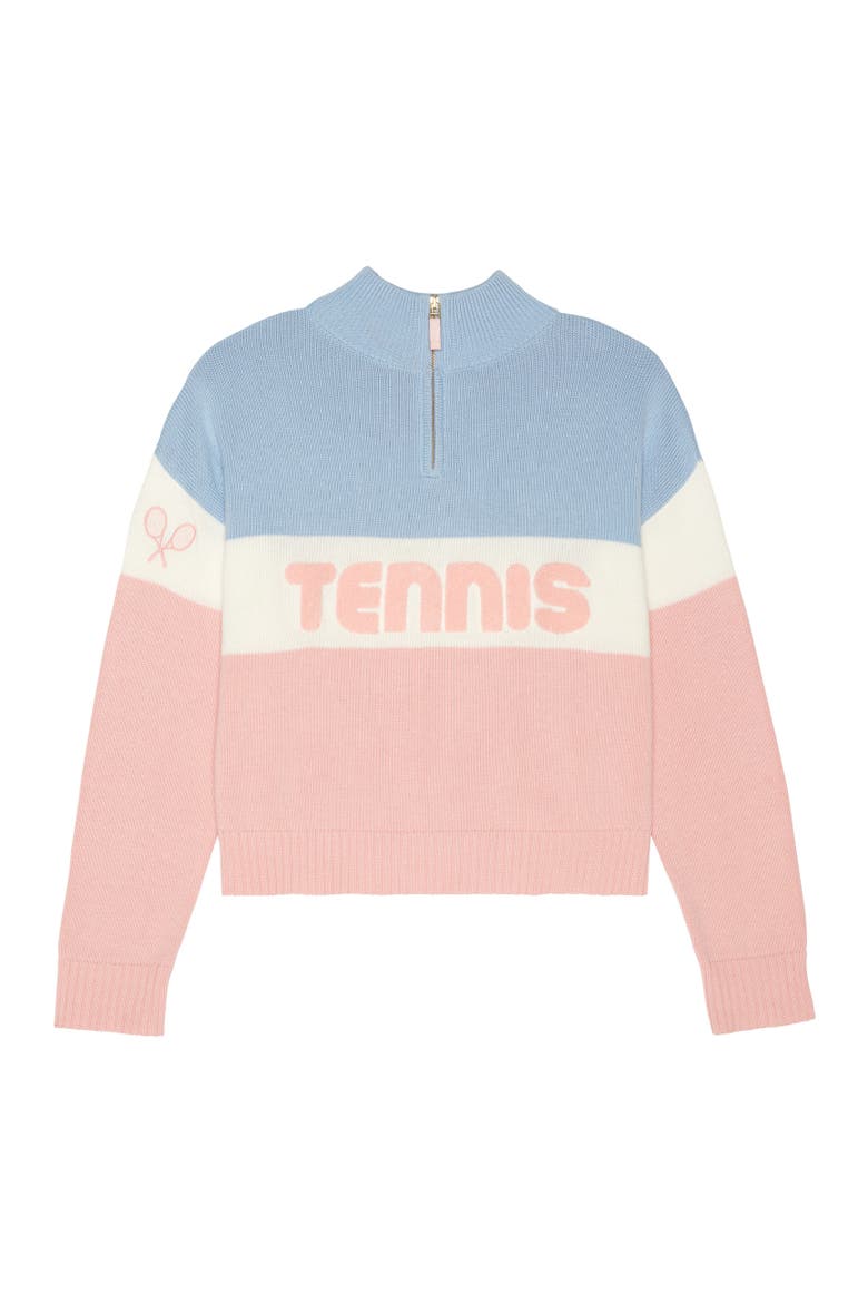 Madison Quarter-Zip Sweater Tennis Colorblock, Main, color, Blue / Pink