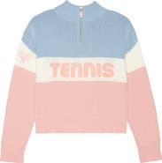 Ellsworth + Ivey Madison Quarter-Zip Sweater Tennis Colorblock