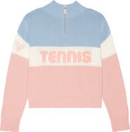 Ellsworth + Ivey Madison Quarter-Zip Sweater Tennis Colorblock