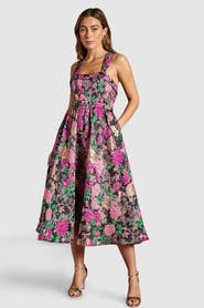 Coast Corset Jacquard Midi Dress