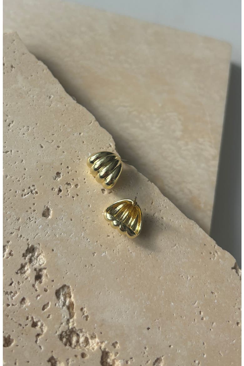Fluted Wrap Stud Earrings, Alternate, color, GOLD