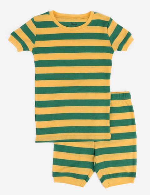 Kids Cotton Two-Piece Short Pajamas, Stripes & Solids (Toddler, Little Kid & Big Kid)