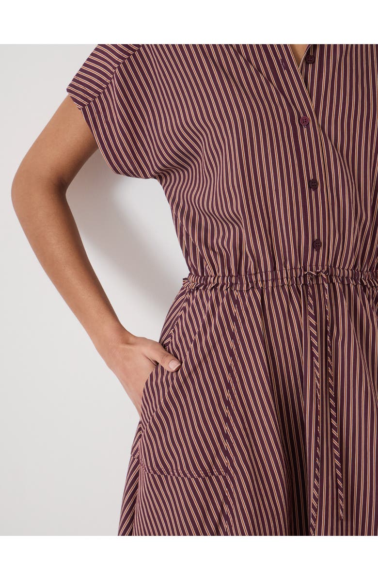 Hush Mira Short Sleeve Hanky Hem Midi Dress, Alternate, color, Burgundy Stripe Red