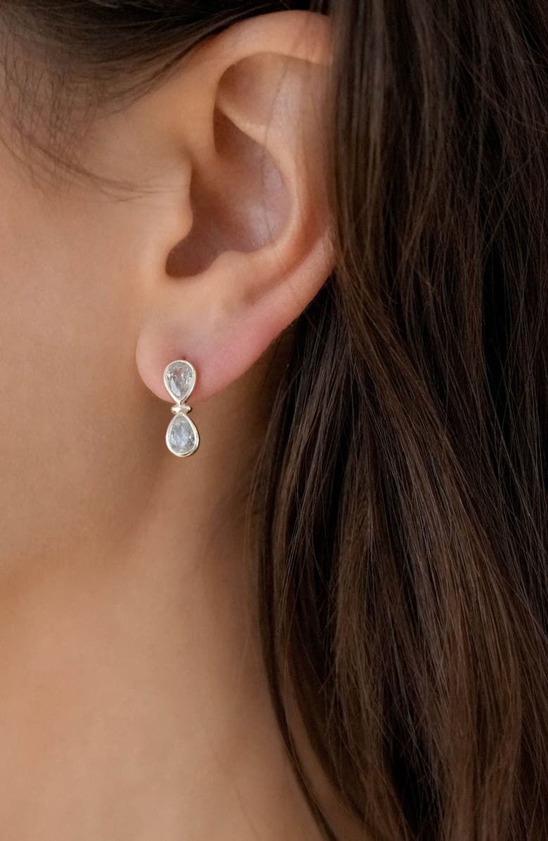 Ettika Infinity Crystal Drop Earrings, Alternate, color, Silver