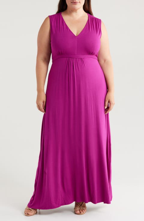 Sleeveless Jersey Maxi Dress (Plus)