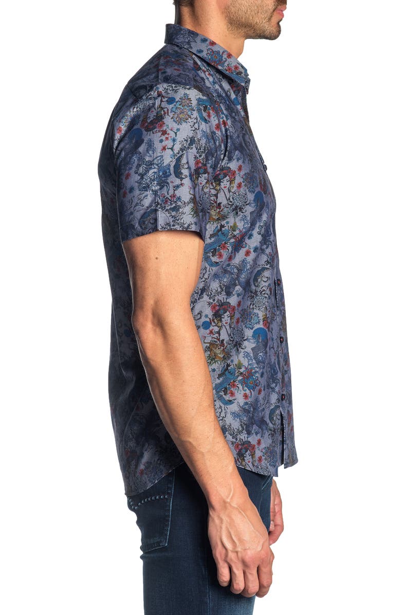 Jared Lang Slim Fit Print Sport Shirt, Alternate, color, 