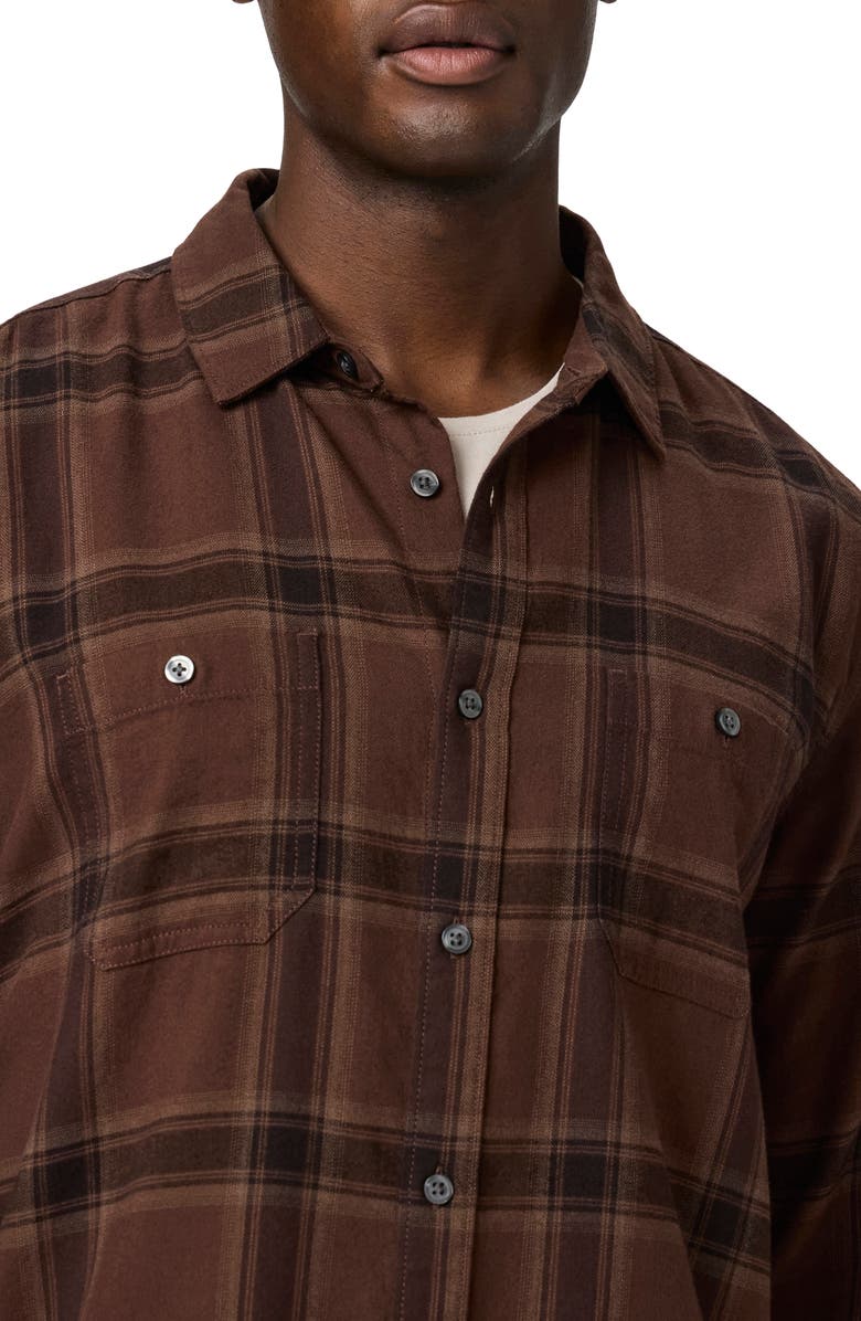 PAIGE Everett Plaid Flannel Button-Up Shirt, Alternate, color, Weathered Brick