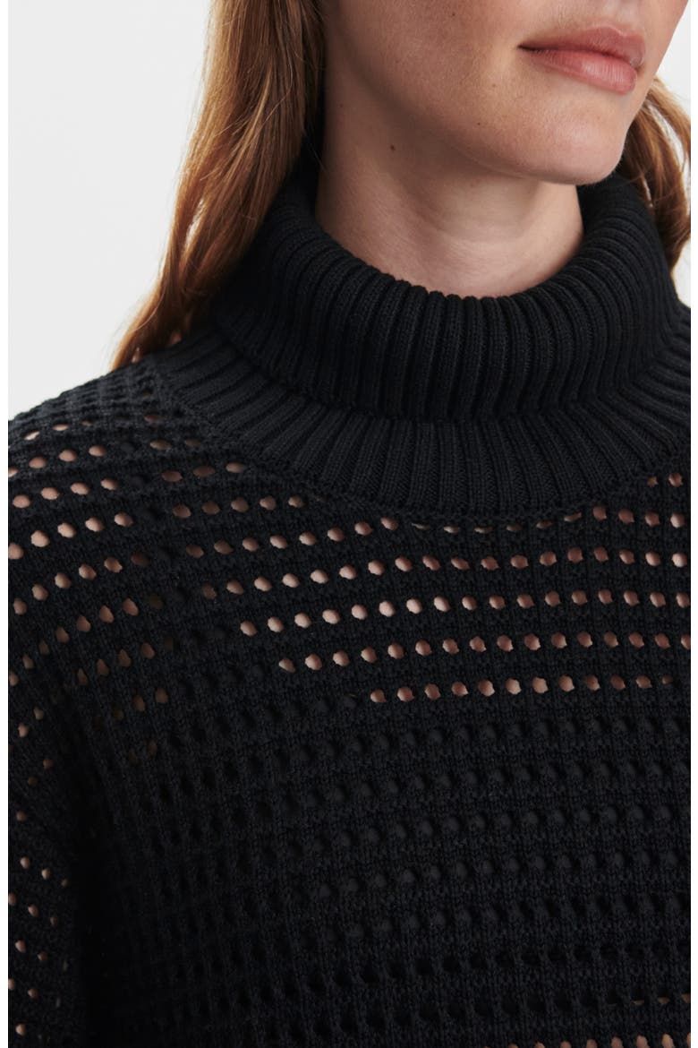 Jody Openwork Cotton Sweater, Alternate, color, BLACK