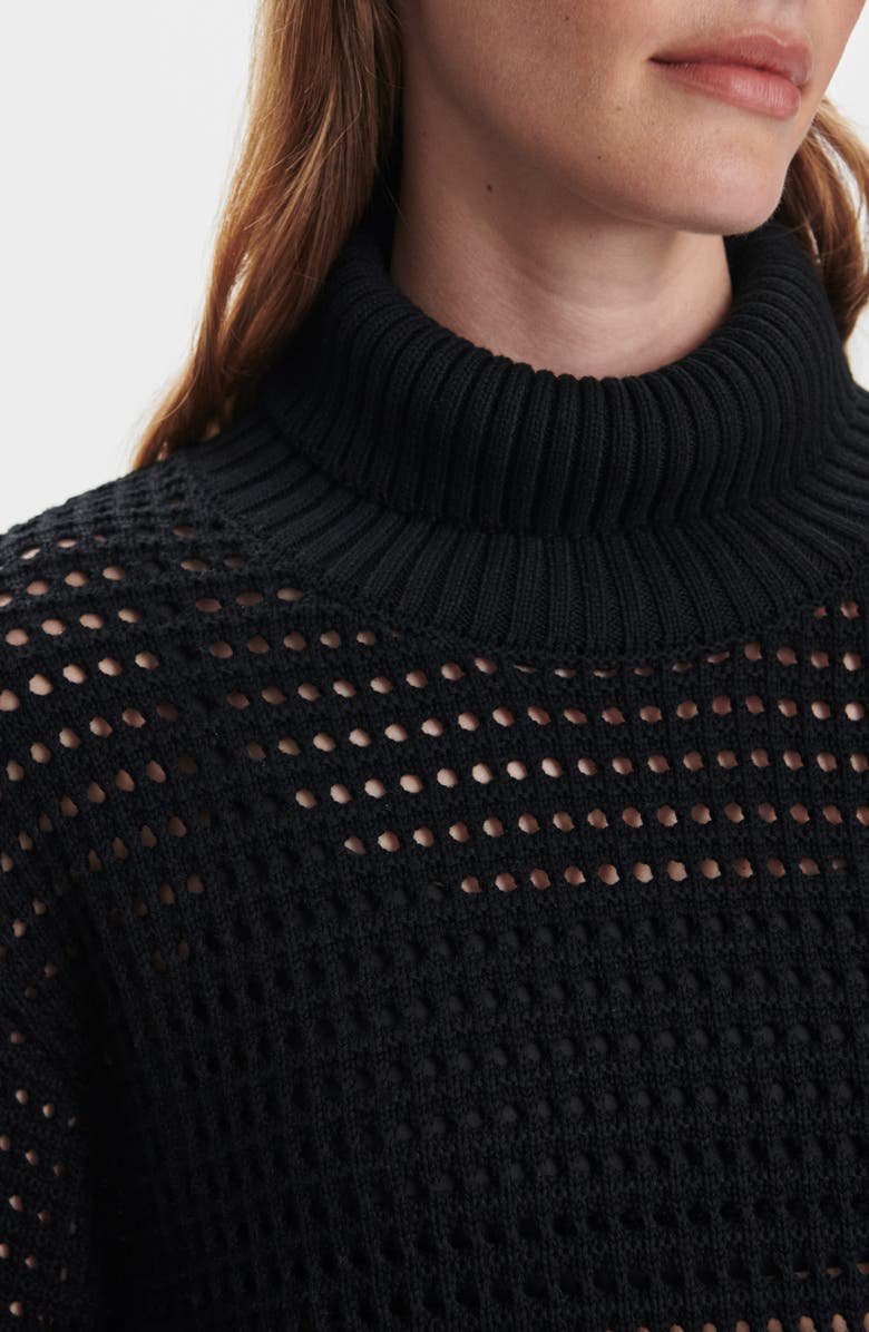 Varley Jody Openwork Cotton Sweater, Alternate, color, Black