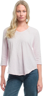 WILT Clothing 3/4 Sleeve V-Neck Shirttail Tee With Raw Hem Top
