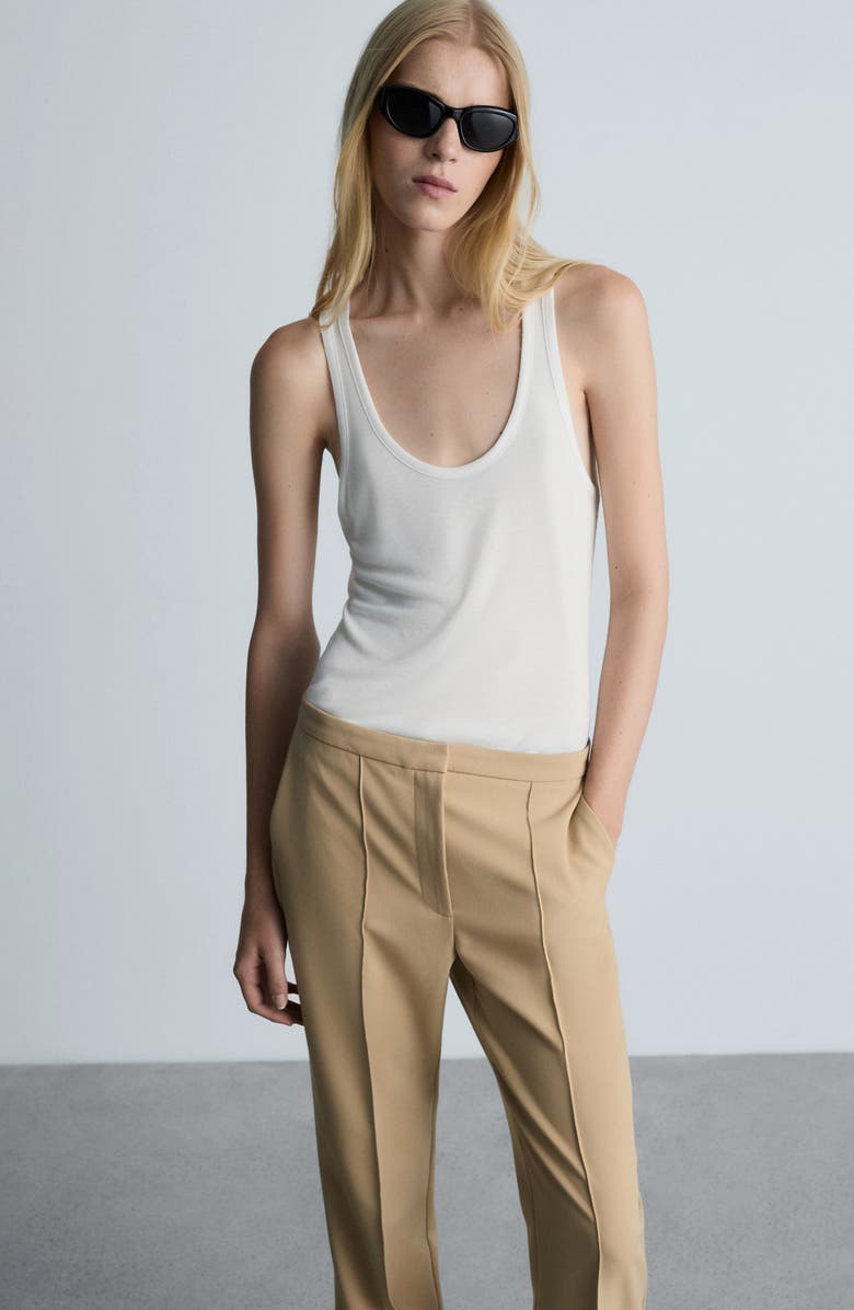 MANGO Stretch Flare Pants, Alternate, color, Medium Brown