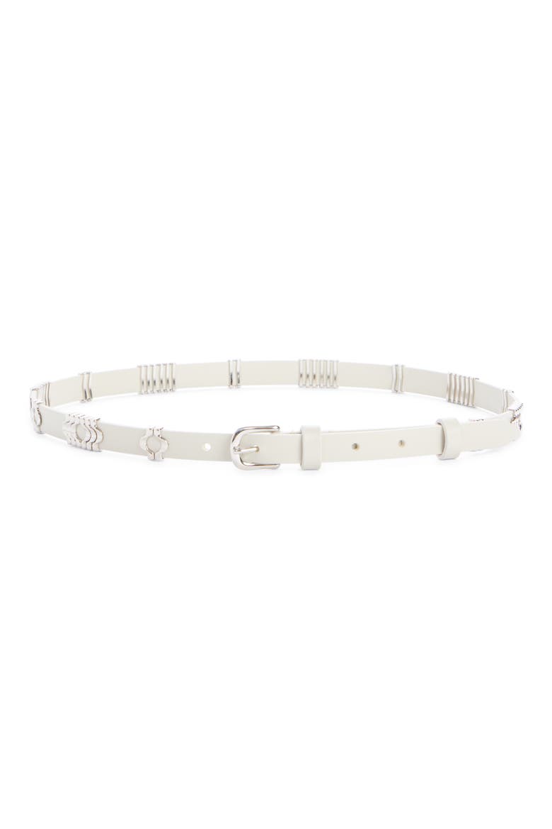 Odena Faithful Leather Belt, Main, color, CHALK/ SILVER