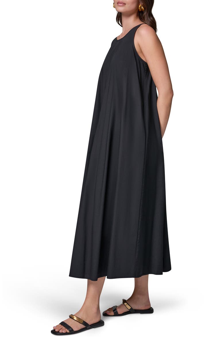 Tie Back Stretch Cotton Maxi Dress, Alternate, color, BLACK