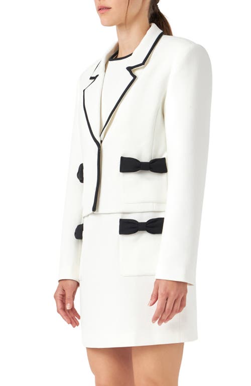 English Factory Bow Contrast Blazer In Ivory/black