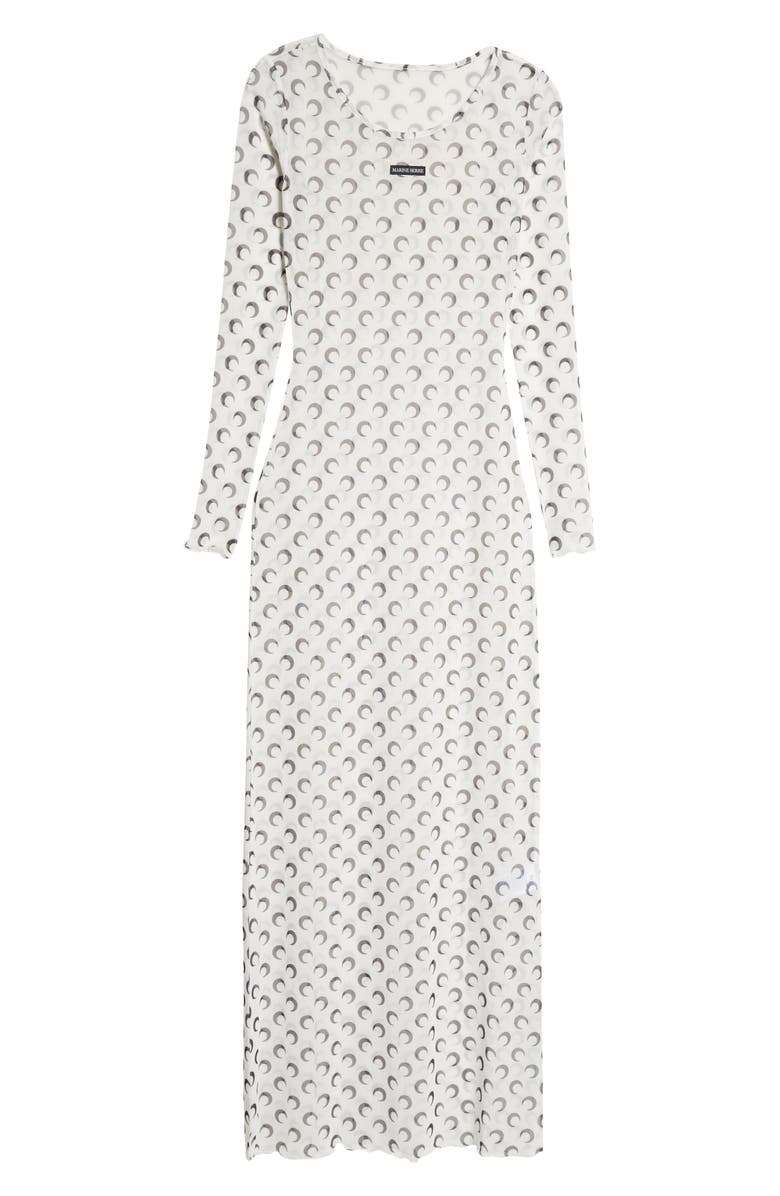 Marine Serre Moon Print Sheer Long Sleeve Mesh Dress, Alternate, color,