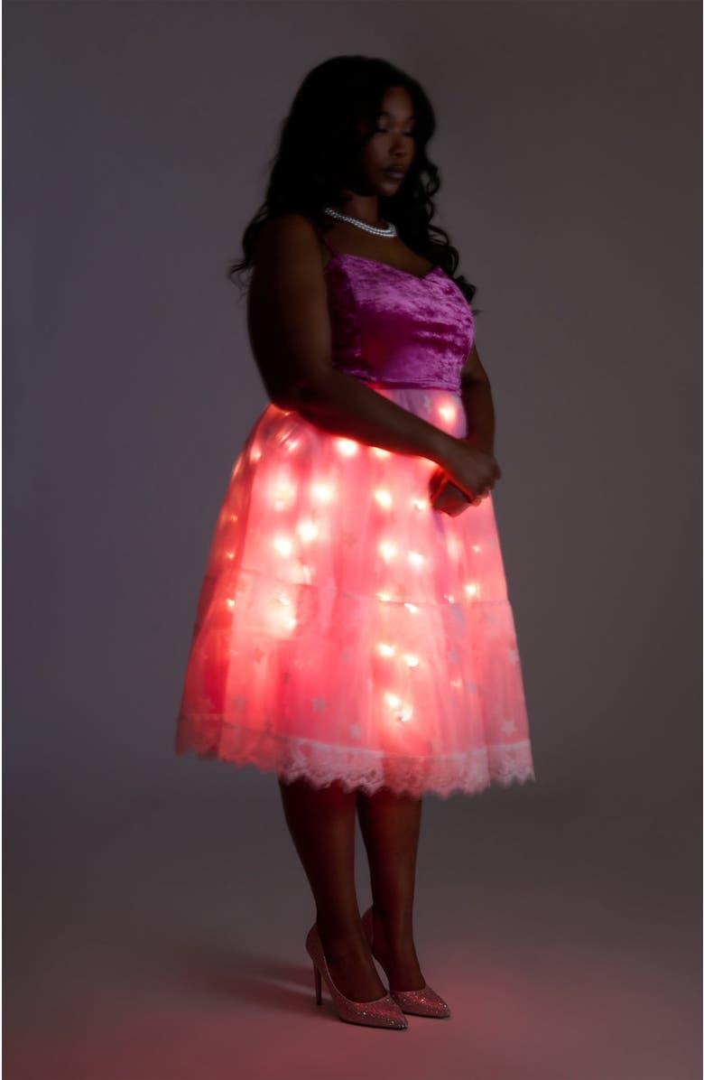 Unique Vintage Plus Size Light Up Dream Glow Swing Dress, Alternate, color, 