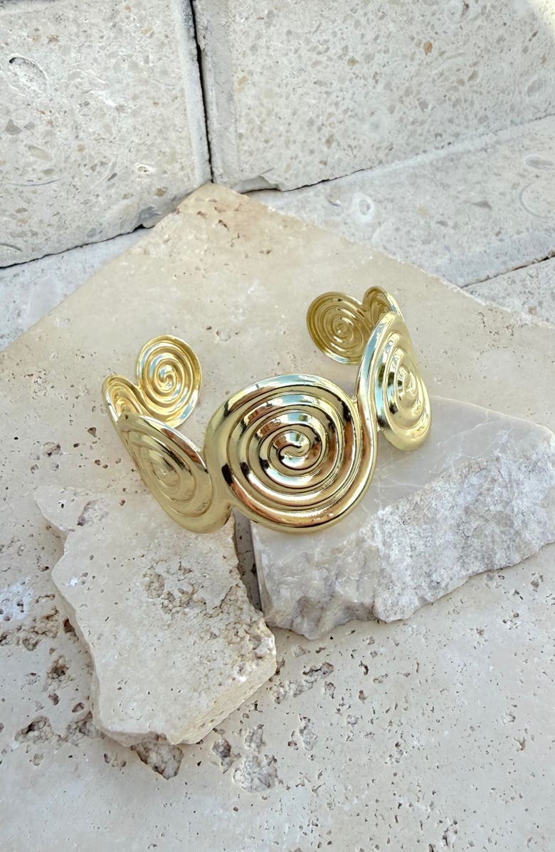 Adornia Swirl Cuff Bracelet, Alternate, color, Gold