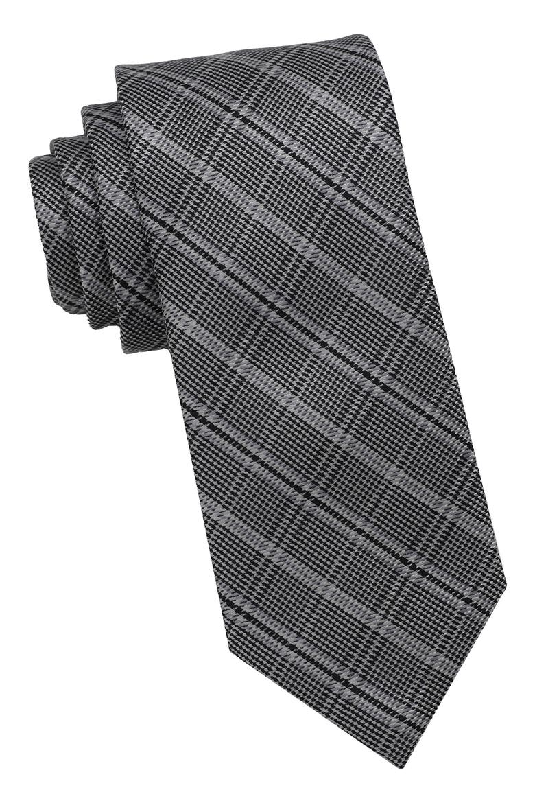 Glen Plaid Tie, Main, color, BLACK/ WHITE