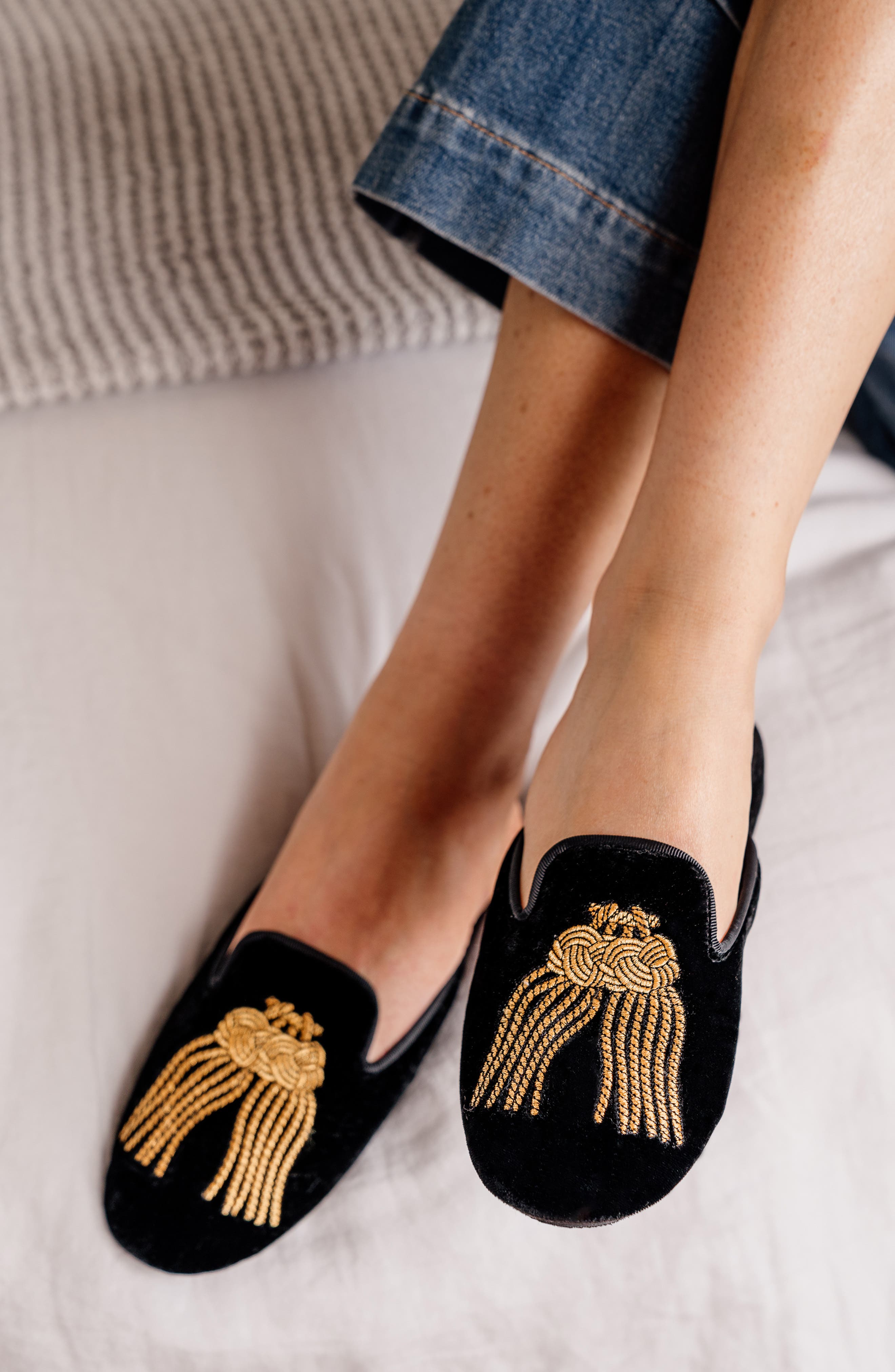 patricia green Victoria Embroidered Tassel Slipper, Alternate, color, 