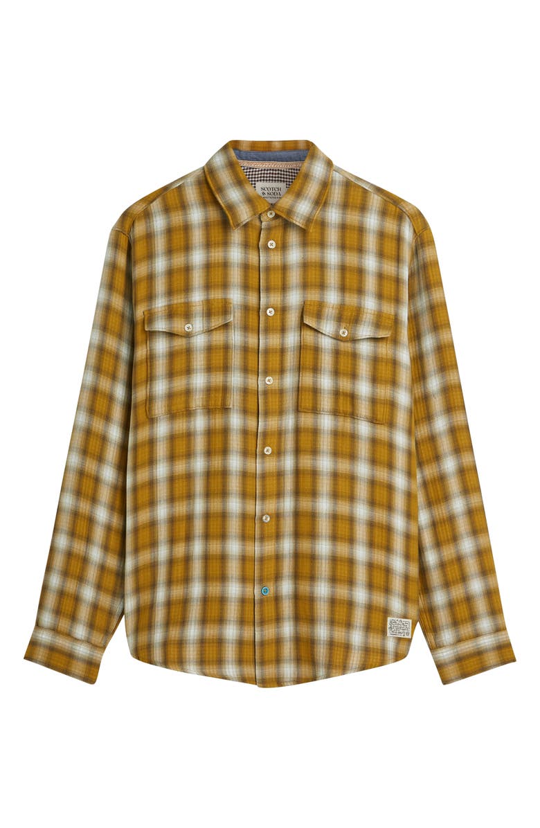 Scotch & Soda Plaid Double Cloth Shirt, Alternate, color, Raffia Check