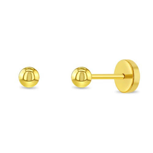 In Season Jewelry 18k Polished Ball Girl Push Earrings In Gold