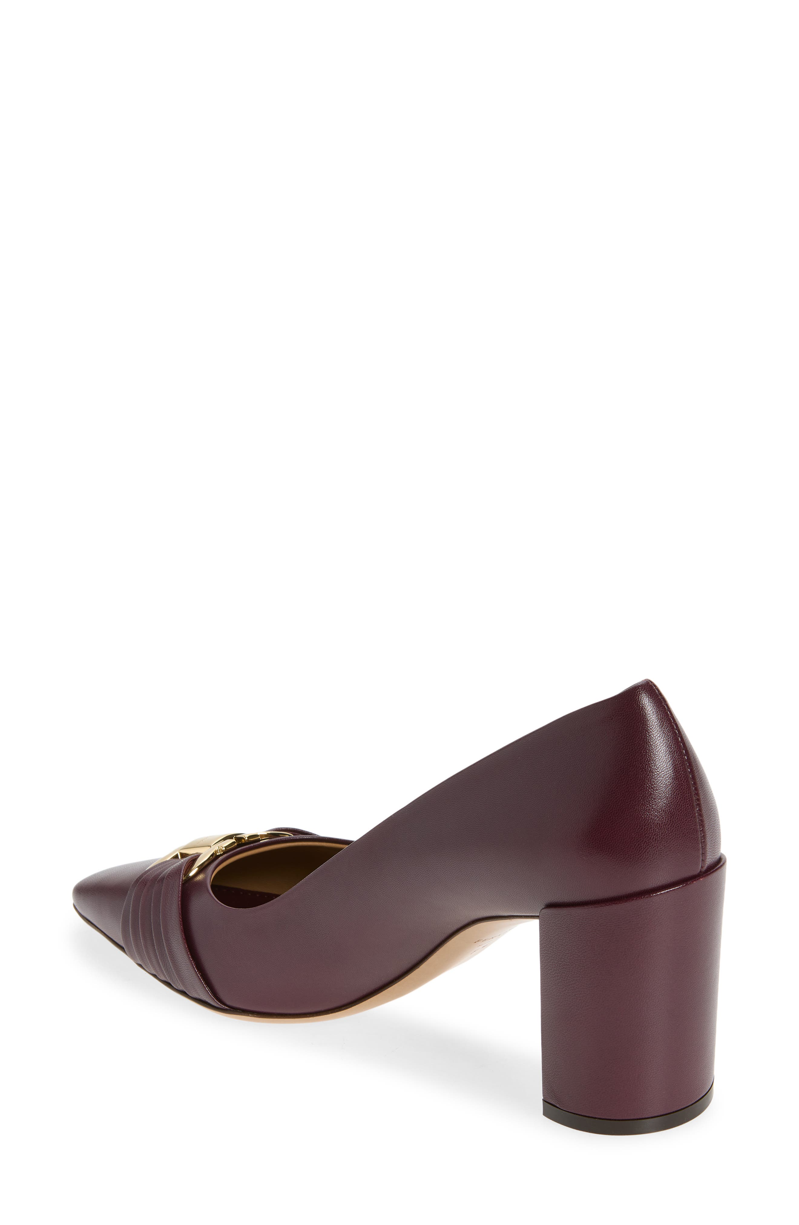 FERRAGAMO Double Gancio Pleated Toe Pump, Alternate, color, Plum Biscotto