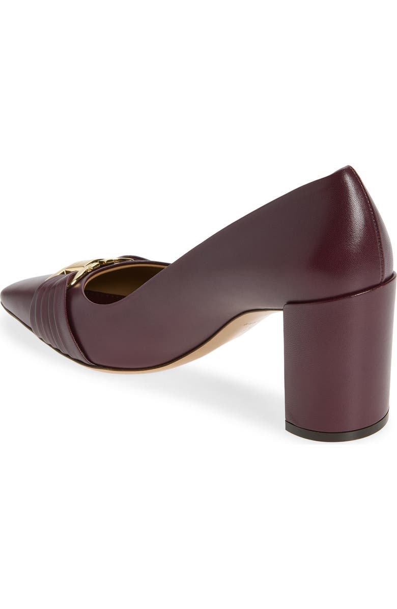 FERRAGAMO Double Gancio Pleated Toe Pump, Alternate, color, Plum Biscotto