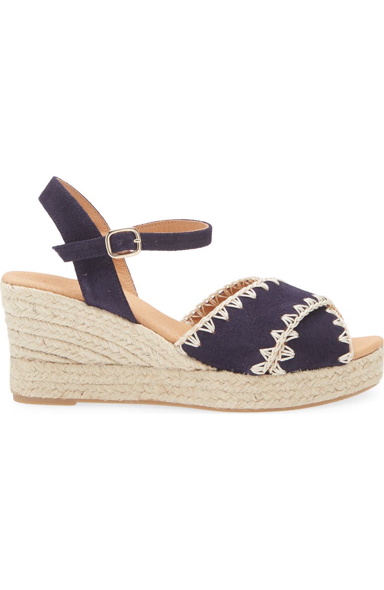 Cordani Ember Ankle Strap Espadrille Platform Wedge Sandal, Alternate, color, Navy Suede