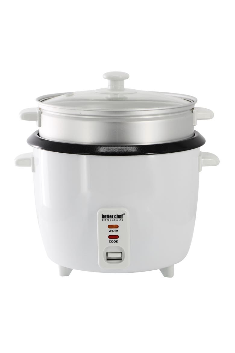 10 Cup Ceramic Bowl Rice Cooker with Steamer Attachment, Main, color, White