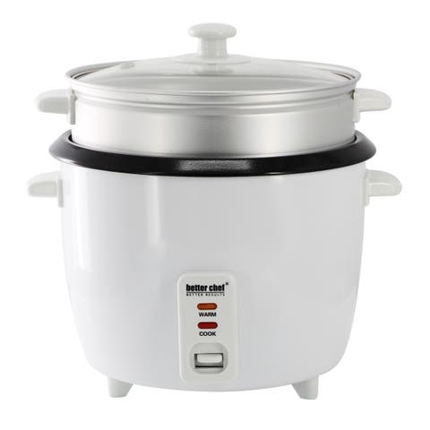 10 Cup Ceramic Bowl Rice Cooker with Steamer Attachment
