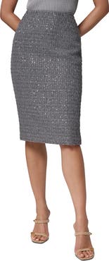 Donna Karan New York Metallic Tweed Pencil Skirt