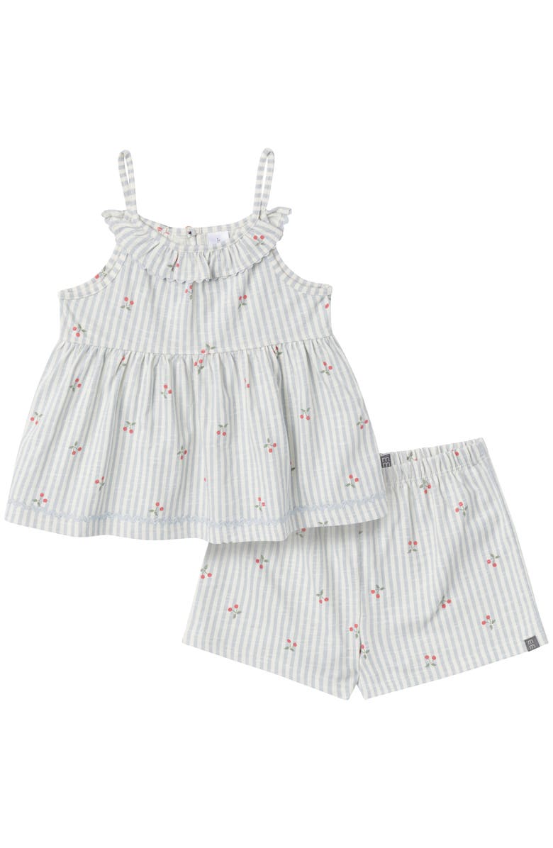 Modern Moments<sup>™</sup> by Gerber Ruffle Top and Shorts Set, Main, color, Light Blue Cherry Stripes