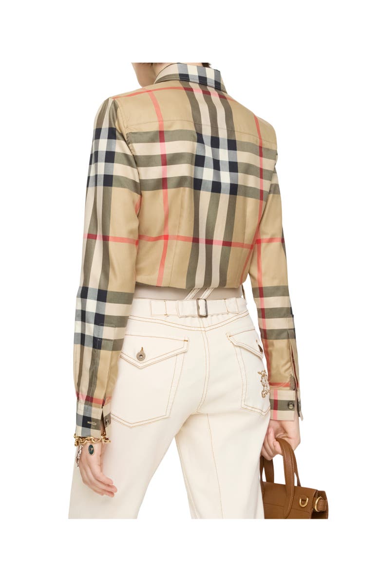 Burberry Slim Fit Check Cotton Shirt, Alternate, color, Archive Beige