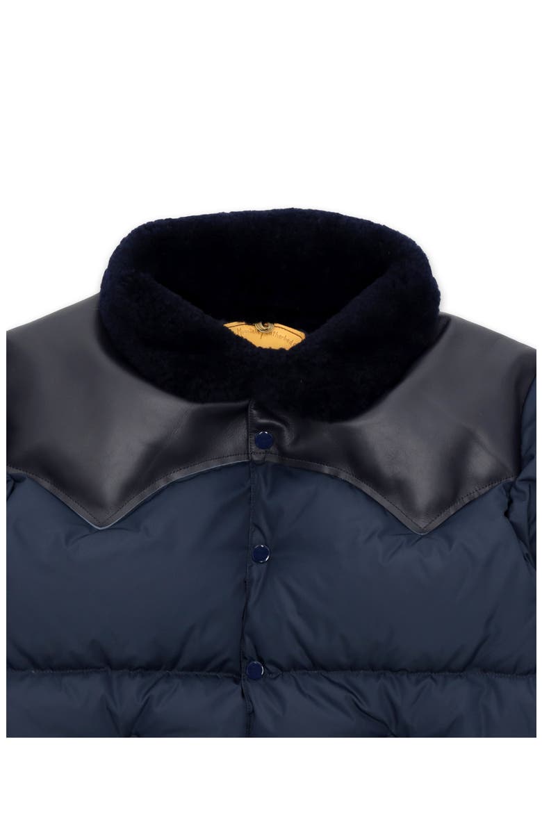 Christy Shearling Collar Nylon Jacket, Alternate, color, Navy Blue
