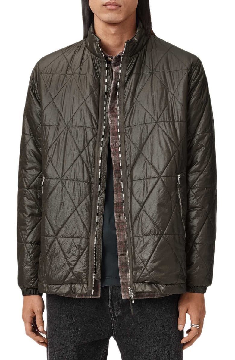 AllSaints Tribex Shiny Quilted Nylon Jacket, Alternate, color, Forest Green