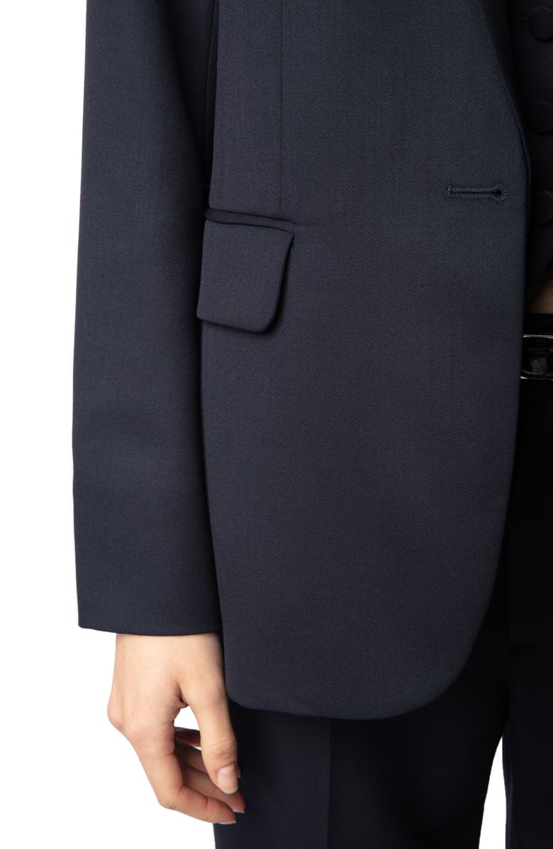 Zadig & Voltaire Valse Single Breasted Virgin Wool Grain de Poudre Blazer, Alternate, color,