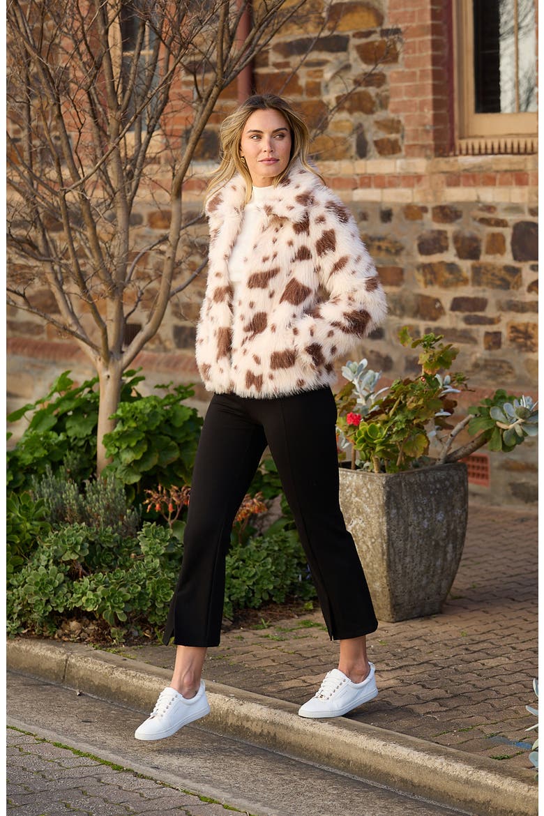 Steinway Cow Print Faux Fur Jacket, Alternate, color, COW PRINT