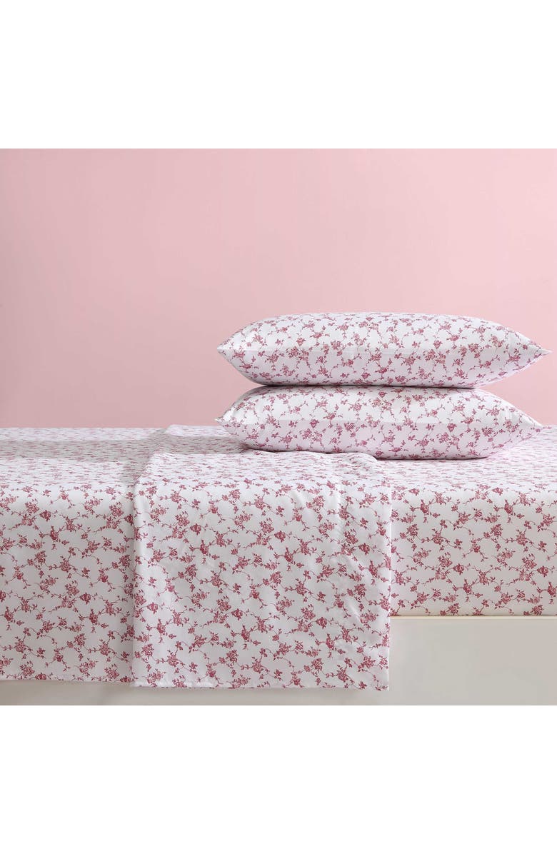 Betsey Johnson Floral Toile Sheet Set, Alternate, color, White