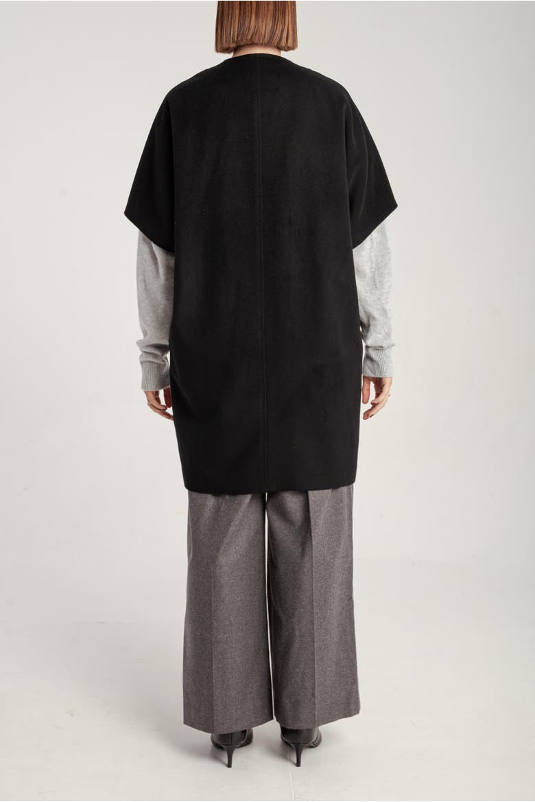 Cashmere Short Sleeve Crew Neck Coat, Alternate, color, Black