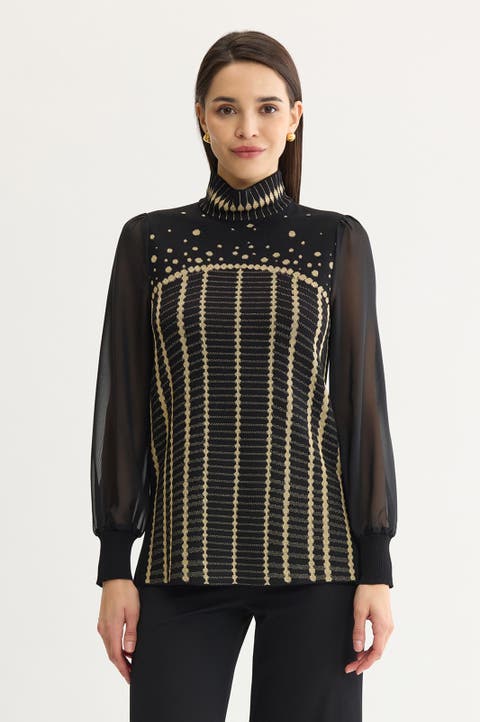 Chiffon Sleeve Lurex Soft Knit Tunic