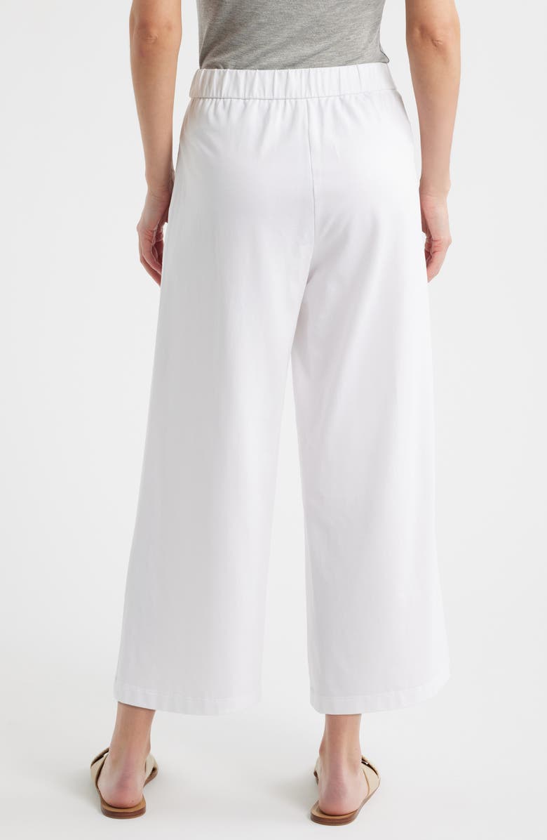 Eileen Fisher Stretch Organic Cotton Crop Wide Leg Pants, Alternate, color, White