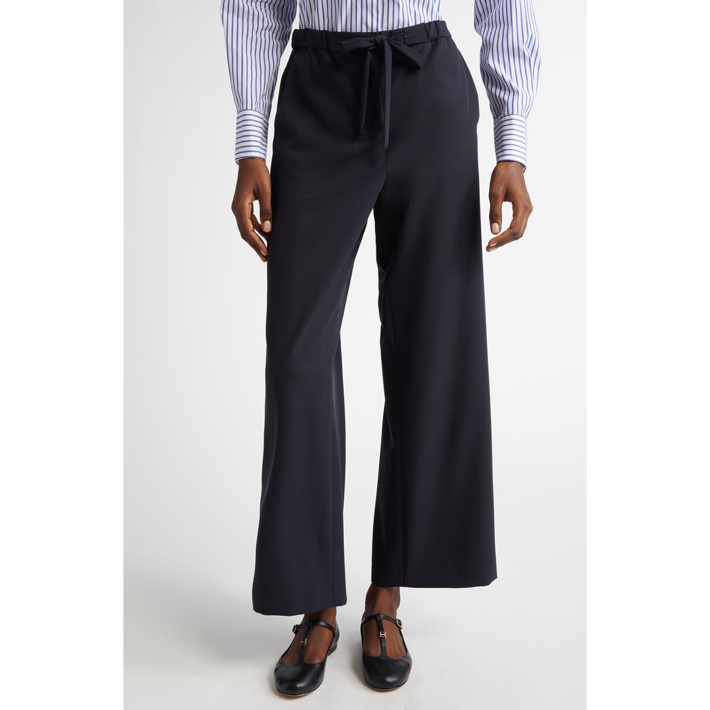 Max Mara Argenta Drawstring Virgin Wool Ankle Pants In Ultramarine
