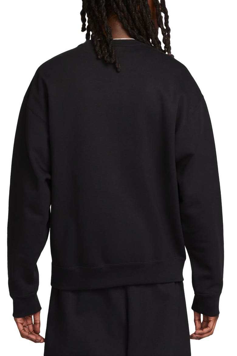 Solo Swoosh Oversize Crewneck Sweatshirt, Alternate, color, BLACK/ WHITE