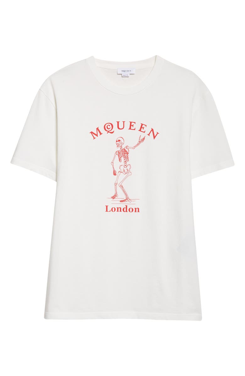 McQueen Skeleton Graphic T-Shirt, Main, color, White / Red