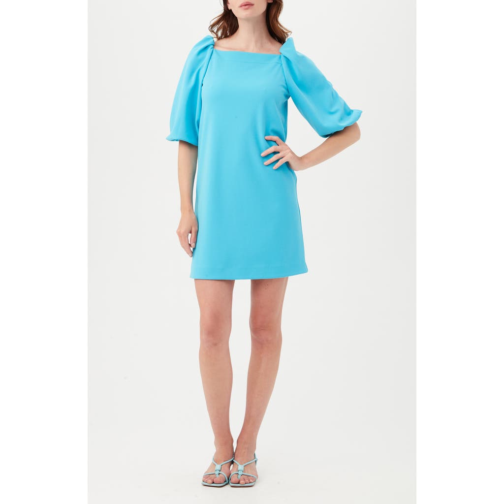 trina turk blue dress $288 Trina Turk Bengal Blue 3/4 Sleeve Versed Shift Dress Womens Medium XS