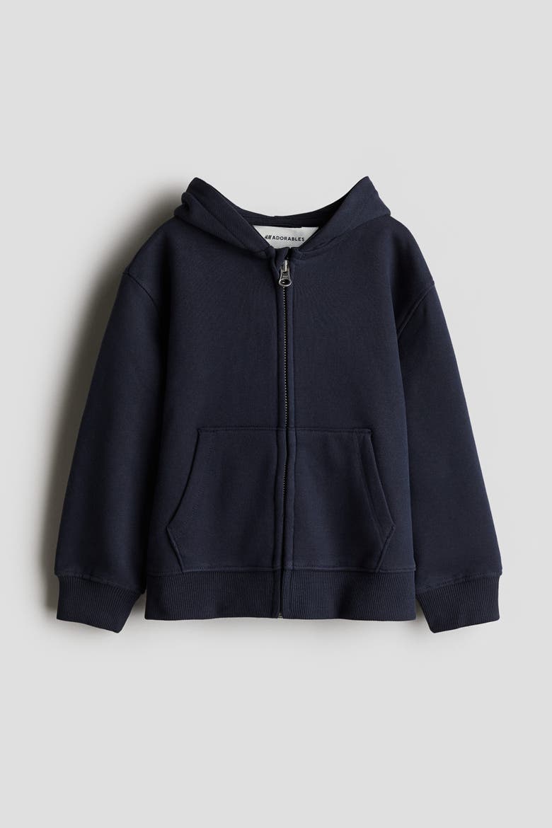 Cotton Zip-through Hoodie, Main, color, Navy blue