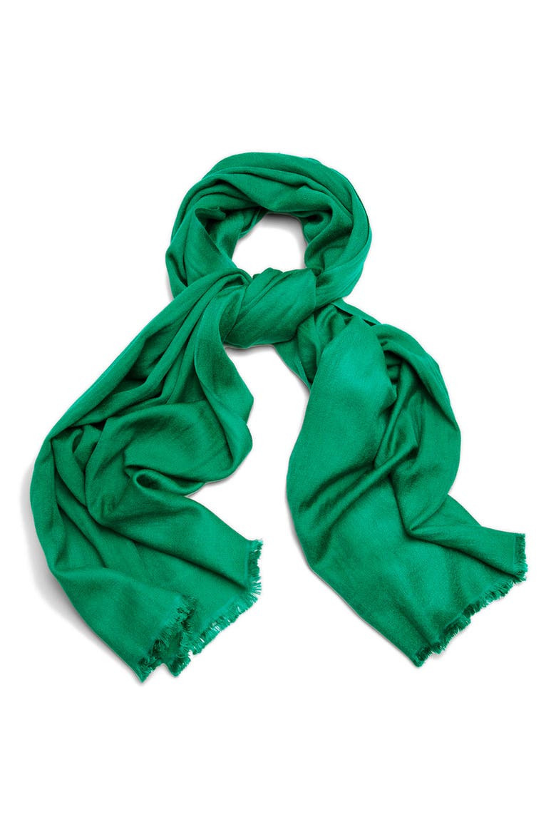 Cashmere & Wool Blend Shimmering Scarf, Alternate, color, GREEN
