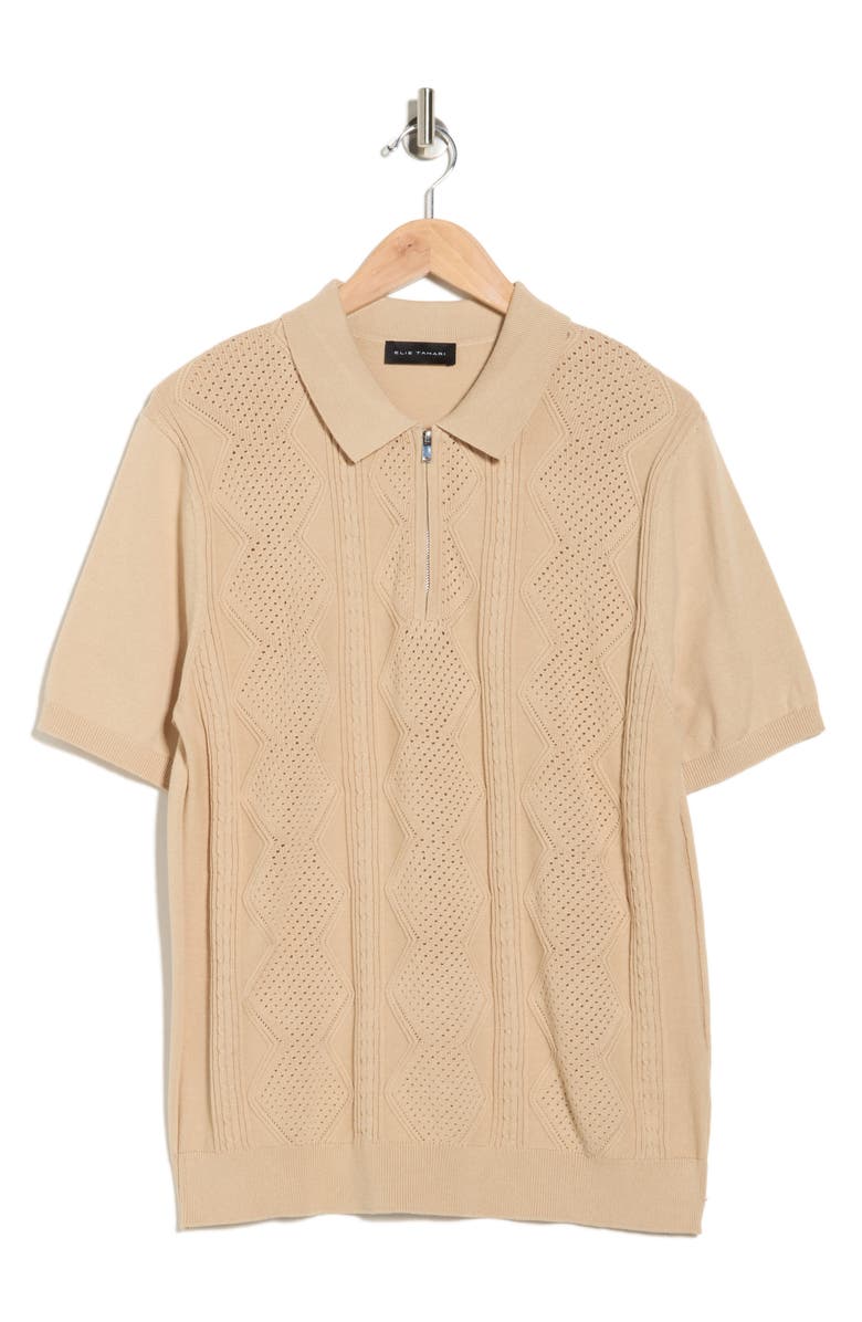 Elie Tahari Quarter Zip Polo Sweater, Alternate, color, 