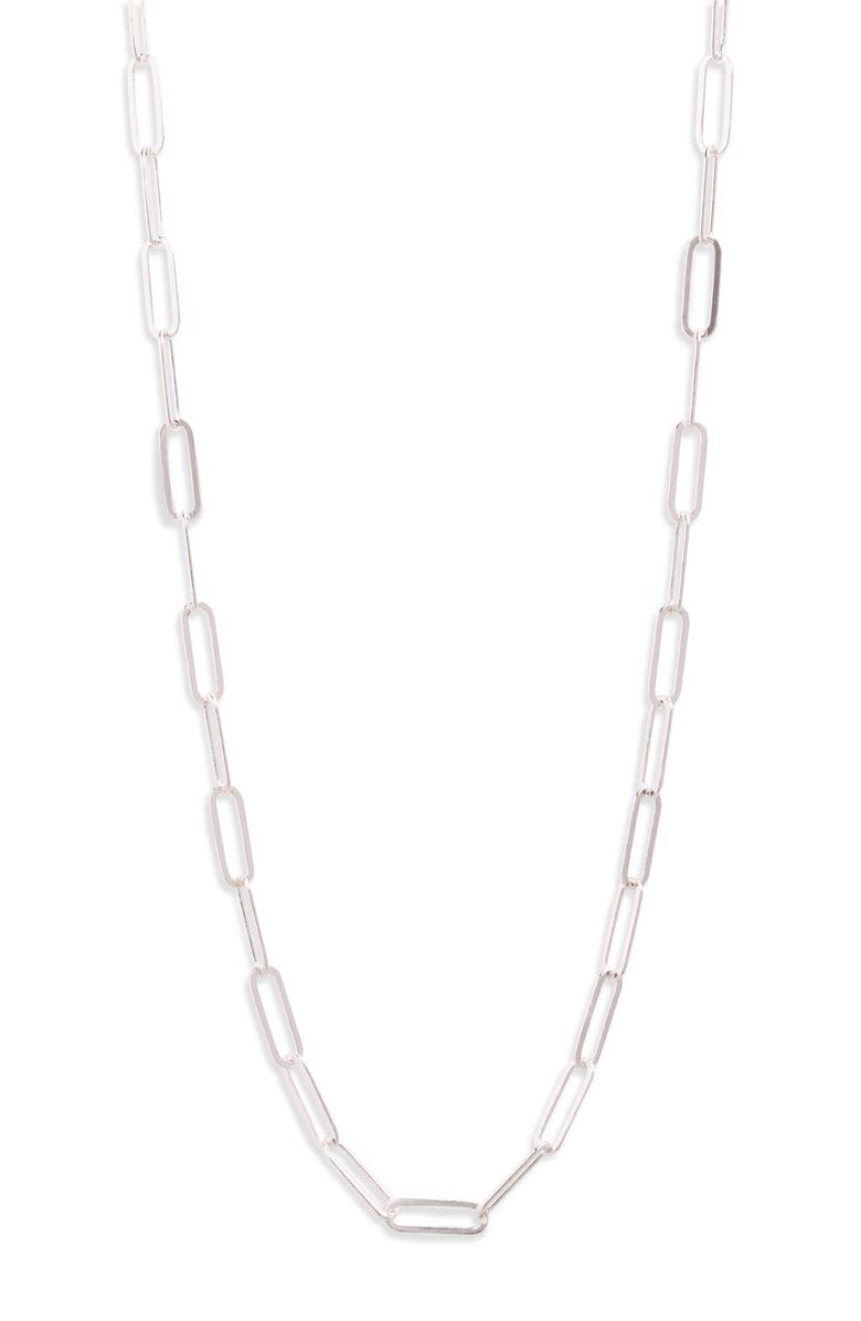 Argento Vivo Sterling Silver Paper Clip Chain Necklace, Main, color, Silver